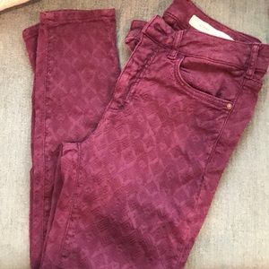 Purple print pilcro skinny